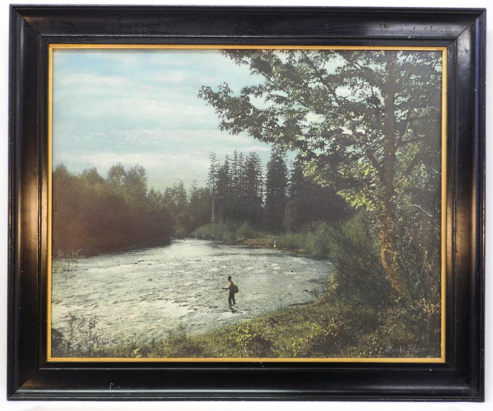 Vintage Photograph Signed Harold Flemming 1934, 15 1/2" x 19 1/8", "Cowichan River". (1 of 2)