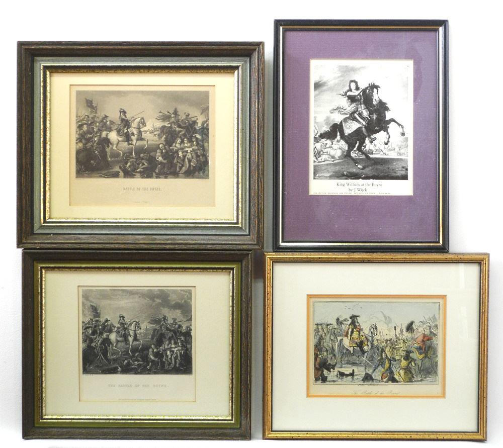 7 Framed Prints Relating to the Battle of The Boyne, 8" x 6". (1 of 2)