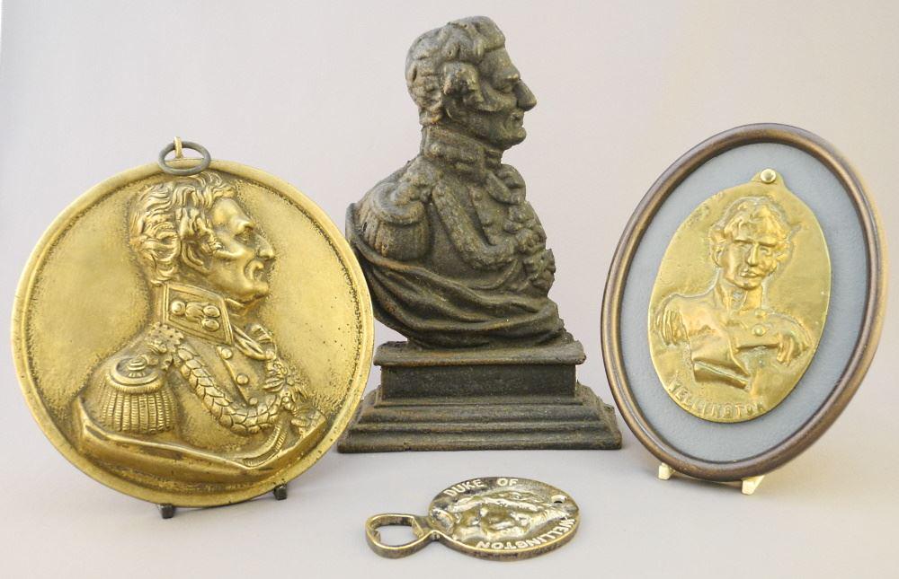 4 Cast Metal Relief Busts of The Duke of Wellington, 8 3/4" High. (1 of 1)