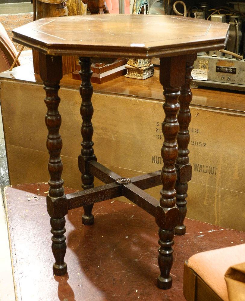 Hexagonal Vintage Canadian Walnut Side Table, 15 1/4" Wide. (1 of 1)