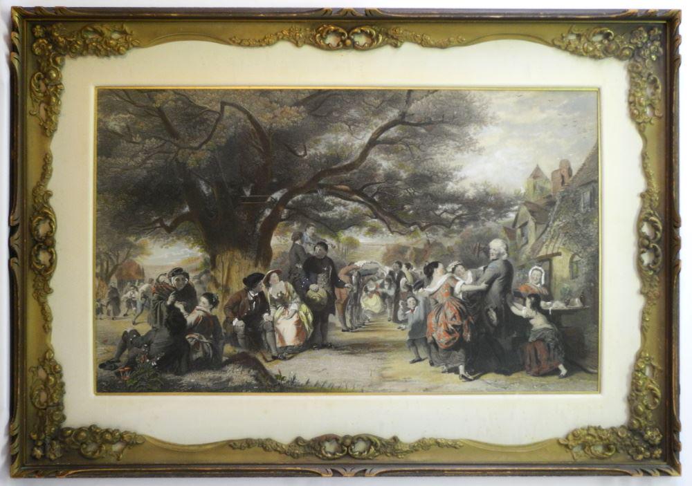 Framed Print, 19" x 33", "Victorian Garden Party Scene". (1 of 3)
