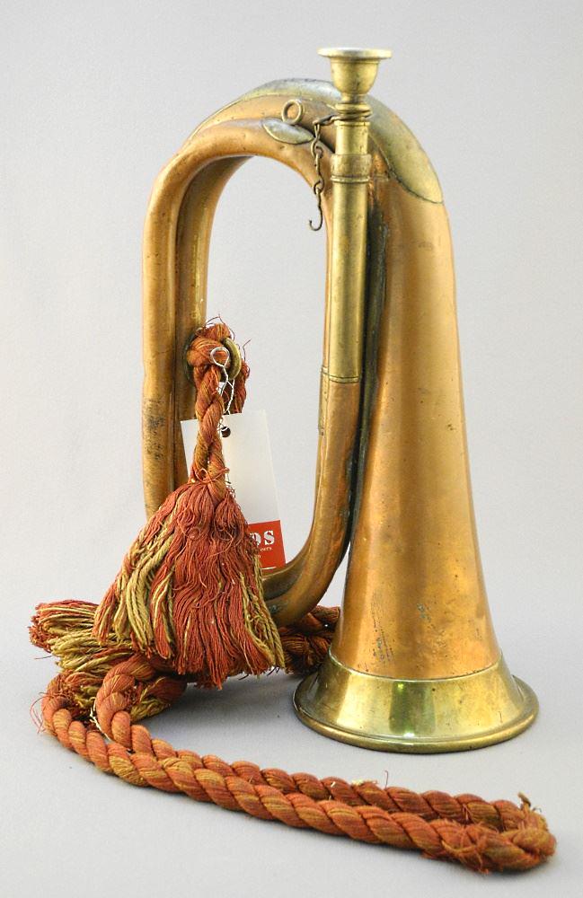 Copper Bugle Engraved "O.R.G. From Father Mar. 3rd, 1910", 11" Length.: Copper Bugle Engraved "O.R.G. From Father Mar. 3rd, 1910", 11" Length.