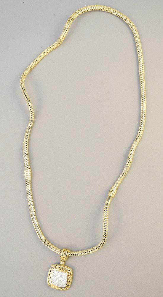 18K Woven Mesh Necklace, Bracelet & Diamond Set Pendant, By John Hardy. (1 of 6)