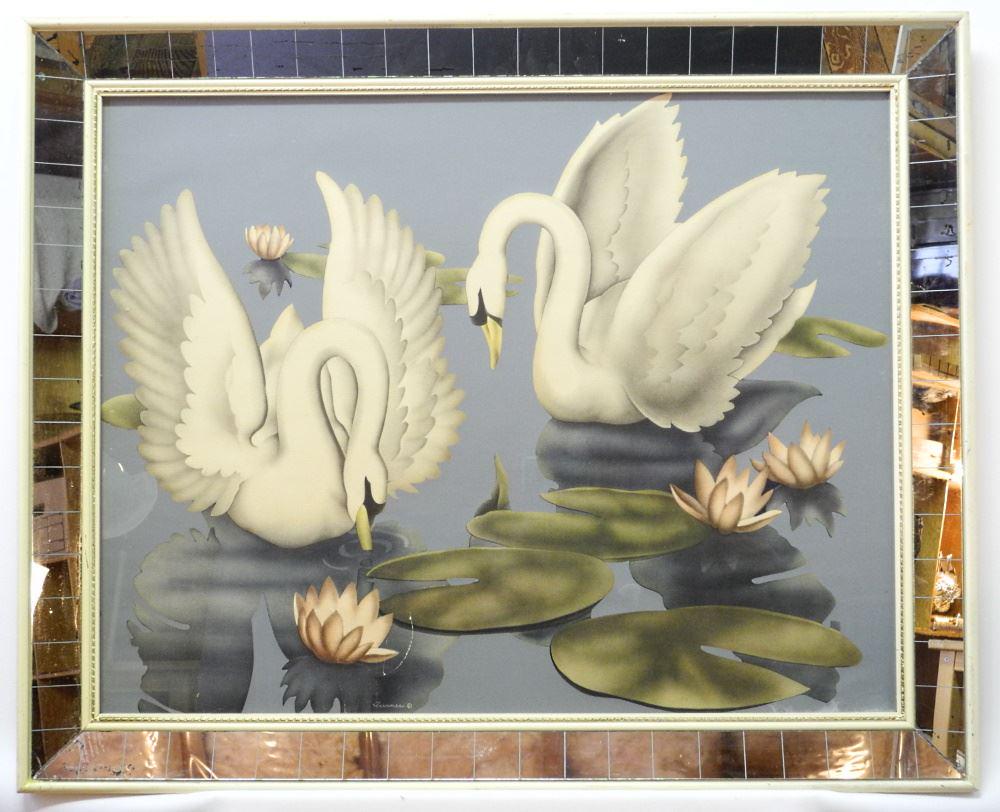 Vintage Swan Mirror, 26 3/4" x 32 3/4". (1 of 2)