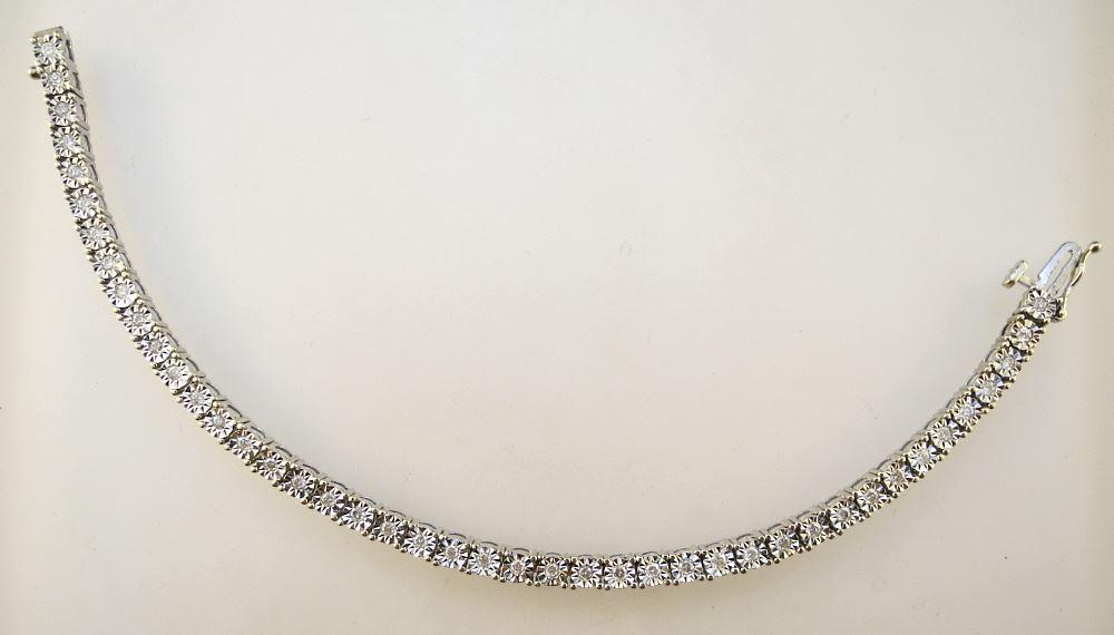 10K (Marked) White Gold Tennis Bracelet with 43 Diamonds, Approx. 1.29CT, 10.10 Grams.: 10K (Marked) White Gold Tennis Bracelet with 43 Diamonds, Approx. 1.29CT, 10.10 Grams.