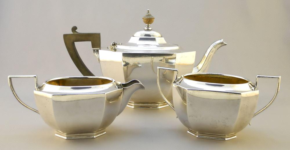 Birks Sterling Silver 3 Piece Tea Set, 34oz. (1 of 9)