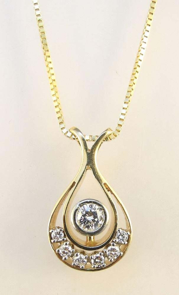 14K Diamond Set Pendant on 22" Chain, 0.09TCW. (1 of 5)