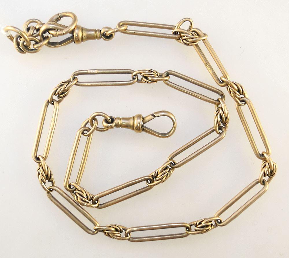 9K Gold Watch Chain, 27 Grams, 15 7/8" Long (1 of 1)