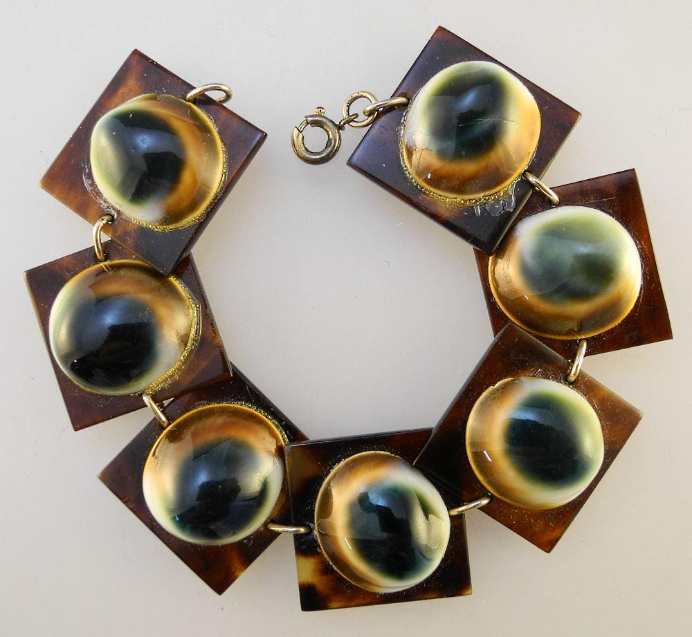 Victorian Operculum & Tortoise Shell Bracelet, 6 3/4" Length, 7/8" Wide. (1 of 1)