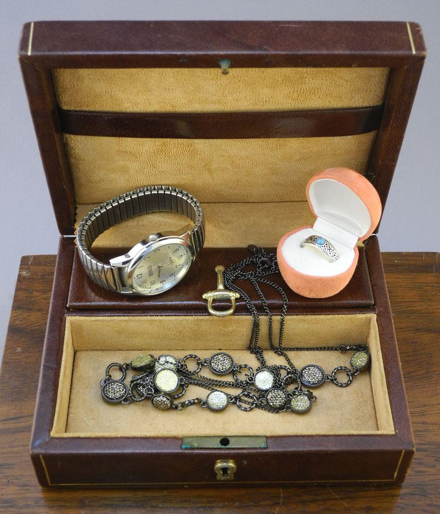 Leather Jewelery Box, Watch, Turquoise Ring, Necklace, etc. (1 of 1)
