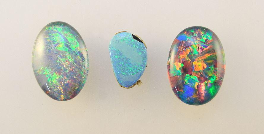 Australian Opals: 1 Black Opal & 2 Opal Doublets. (1 of 1)