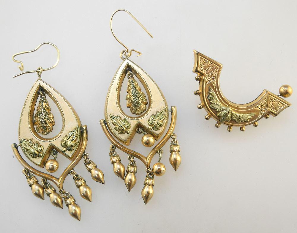 Pair of Antique Swedish Earrings & a Similar Fragment with Box, 10.02 Grams. (1 of 3)