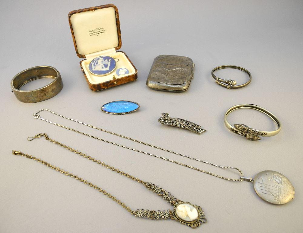 Group of Antique & Vintage Silver Jewellery, Including Butterfly Wing, Snake Bracelet, Etc. (1 of 3)