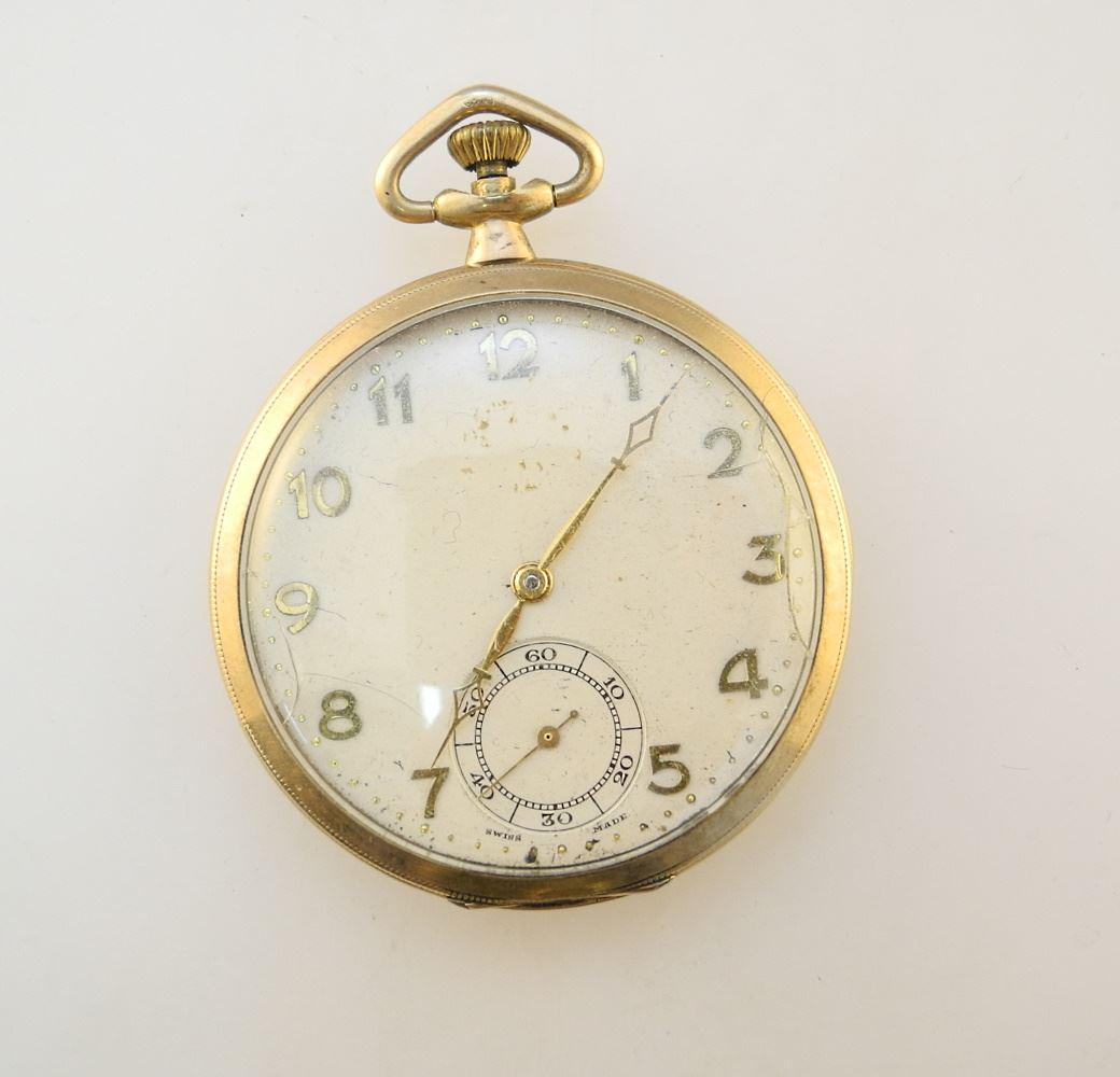 Gentleman's Open Face 9K Gold Pocket Watch with Breguet HSGP Swiss Movement, Crystal Replaced (1 of 3)