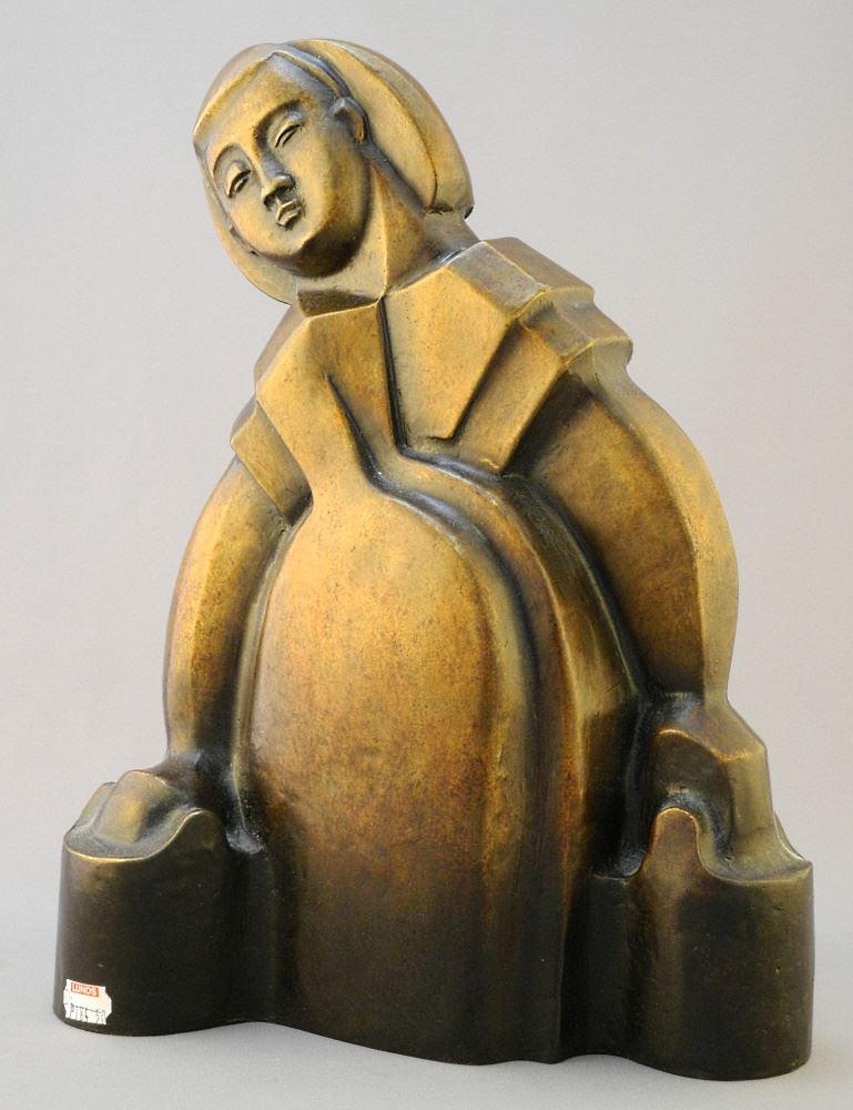 Bronze Sculpture of a Women with Buckets, Signed Lois/ 68, 12 1/2"H. (1 of 4)