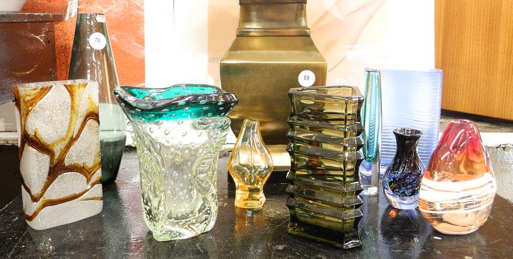 Collection of Art Glass Vases, Largest 12" High, (10 pieces). (1 of 1)