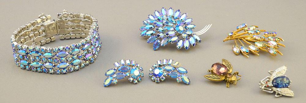Small Group of Rhinestone Jewellery Including Sherman (2 Missing Stones in Bracelet Noted).: Small Group of Rhinestone Jewellery Including Sherman (2 Missing Stones in Bracelet Noted).