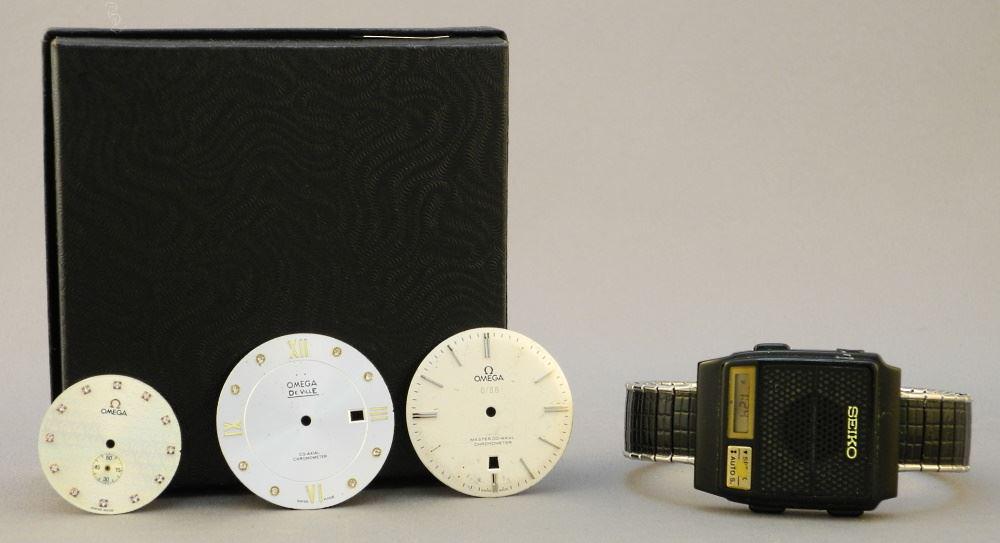 Vintage Seiko Talking Watch & 3 Omega Dials.: Vintage Seiko Talking Watch & 3 Omega Dials.