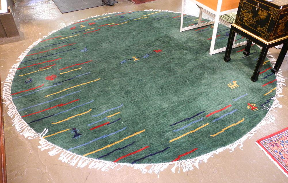 Round Gabbeh Carpet, Approximately 8" diameter. (1 of 1)