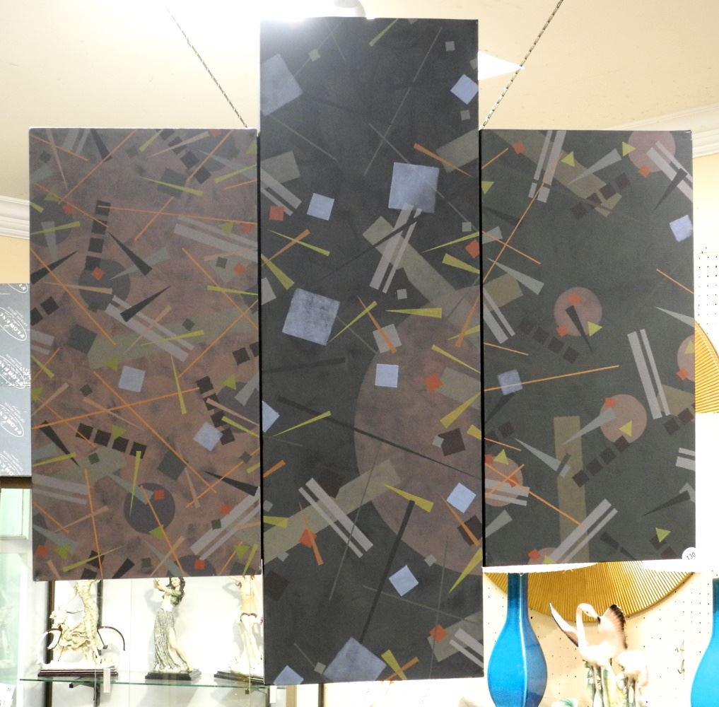 Triptych Acrylic on Canvas Signed Byron Johnstad 2012 Verso, 36" x 36" "Lunar Cross #2". (1 of 2)