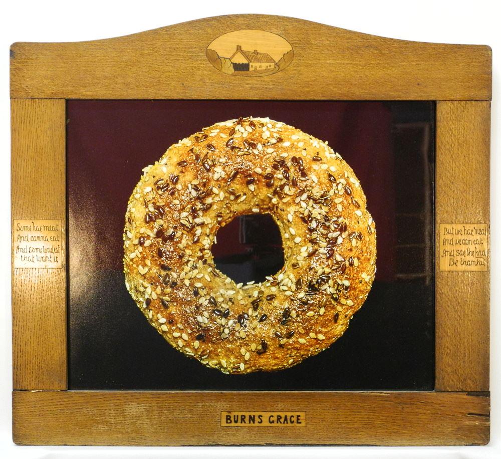 Quaint Arts & Crafts-Style Inlaid Oak "Burns Grace" Framed Bagel Photo. (1 of 1)