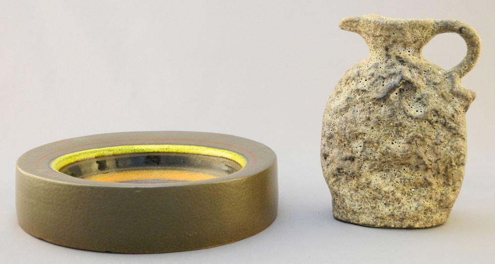 Italian Dish (Chipped) & Dumler Breiden Pitcher, 7 1/2" & 5 3/4"D. (1 of 2)