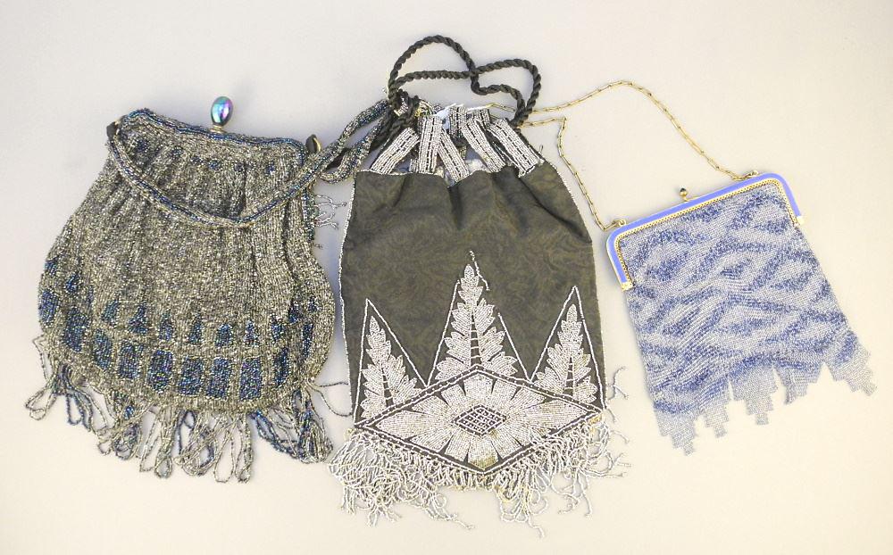 3 Vintage Beaded Evening Bags, As Found, Clasp/ Lining Noted. (1 of 1)