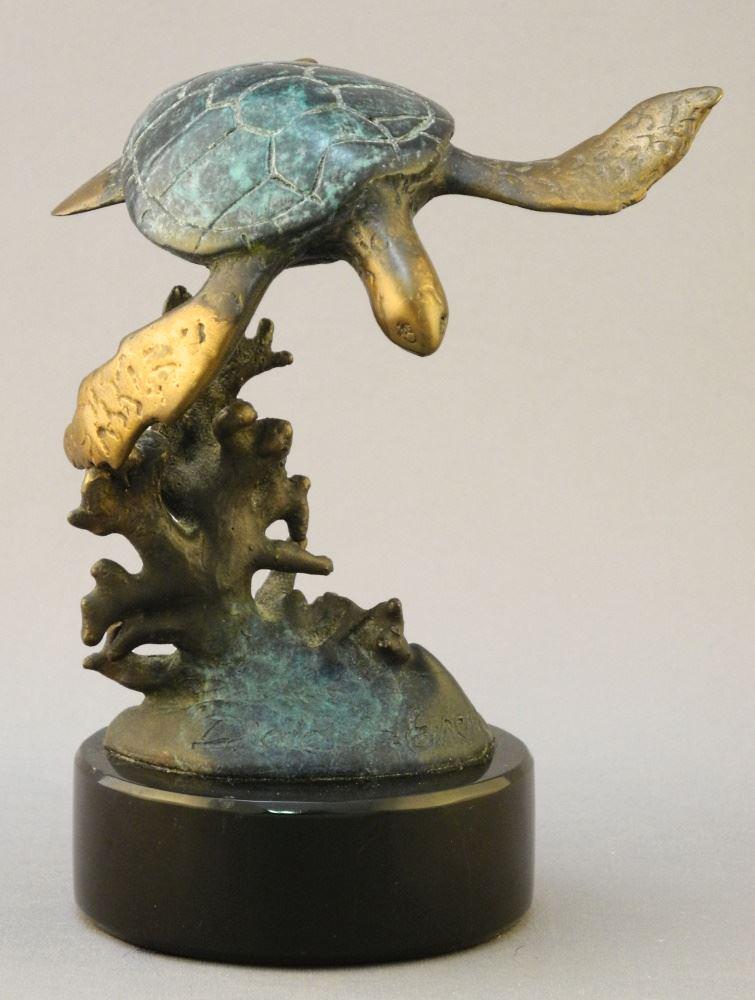 Bronze Turtle Sculpture Signed Dale Evers, 5 1/2" High, #267/950, 1992. (1 of 4)