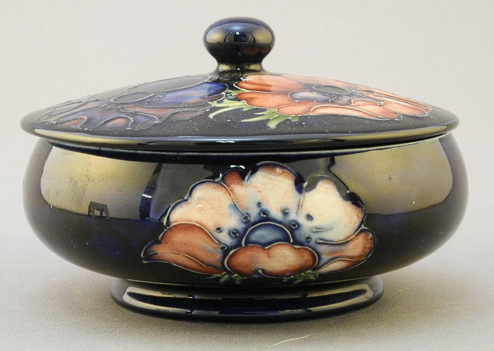 Moorcroft Anemone Covered Bowl, 5 3/8" Diameter. (1 of 3)
