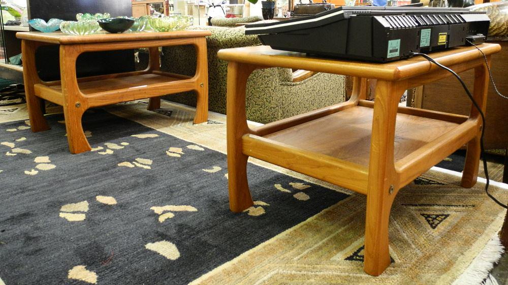 Pair of Danish Modern Teak Lamp Tables, 28 7/8" Length. (1 of 3)