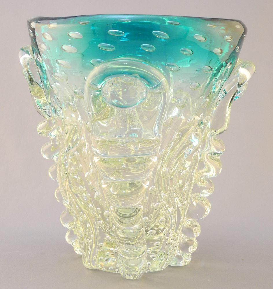 Unsigned Art Glass Vase. 8" High. (1 of 1)