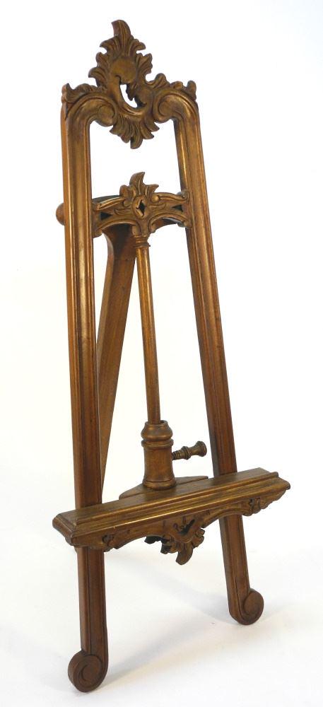 Carved Mahogany Baroque-Style Art Easel/ Stand, 42 1/2" High.: Carved Mahogany Baroque-Style Art Easel/ Stand, 42 1/2" High.