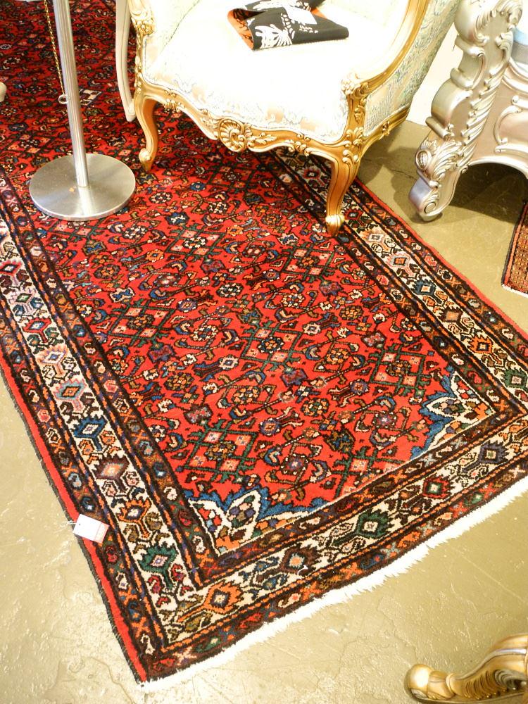 Hamadan Wool Runner, Ruby Ground approximately 11'3" x 4'3". (1 of 4)