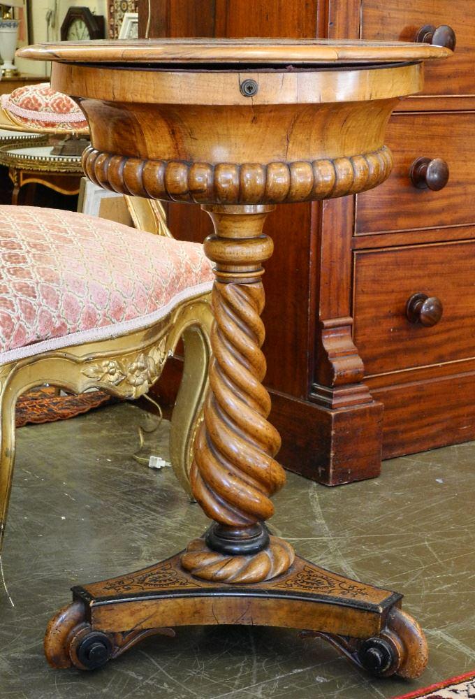Mid-Victorian Rosewood Work Table with Inlaid Features, 28 5/8" High. (1 of 6)