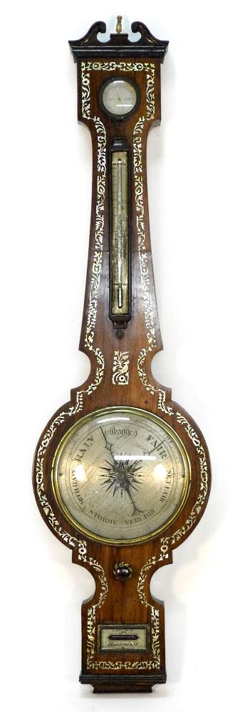 Mother of Pearl Inlaid Barometer signed Anzani Huddersfield, 41"H. (1 of 4)