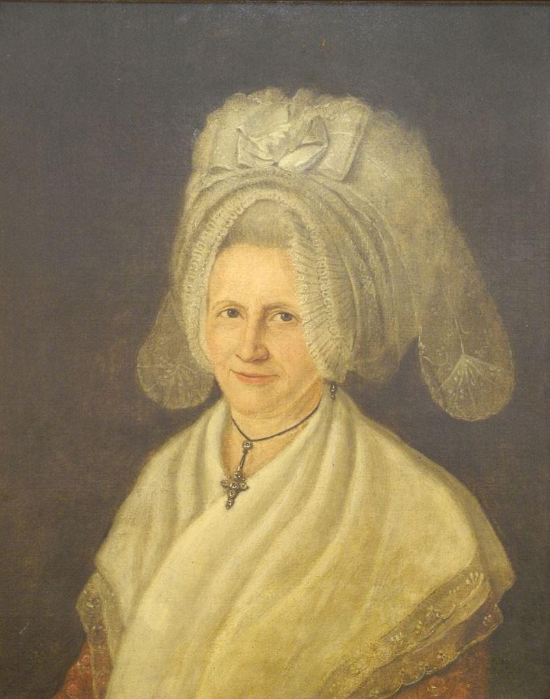 Antique Unsigned Oil on Canvas, 23 1/2" x 18 1/2", "Portrait of a Mature Woman" Belgian Labl (1 of 5)