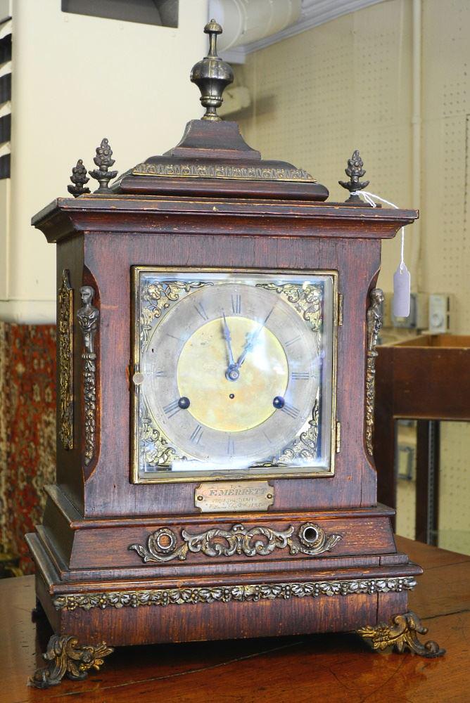 Ornamental Mantle Clock with 1898 Inscription, 20" x 12 1/2" x 8 3/8".: Ornamental Mantle Clock with 1898 Inscription, 20" x 12 1/2" x 8 3/8".