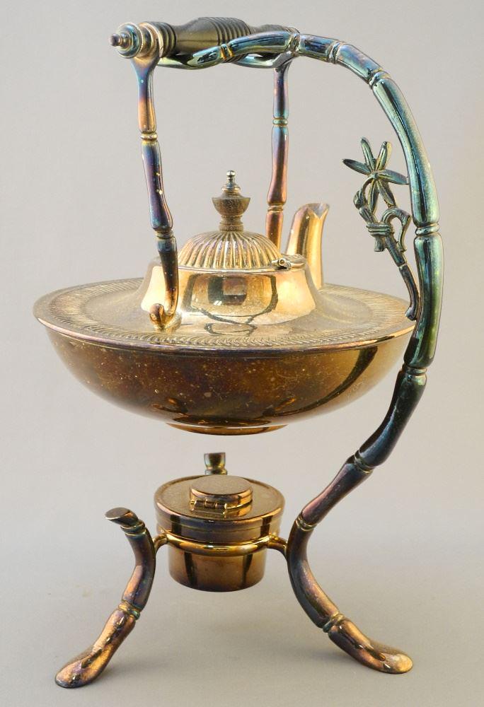 RP & L Silver Plated Spirit Kettle on Stand, 11 3/4" High. (1 of 3)