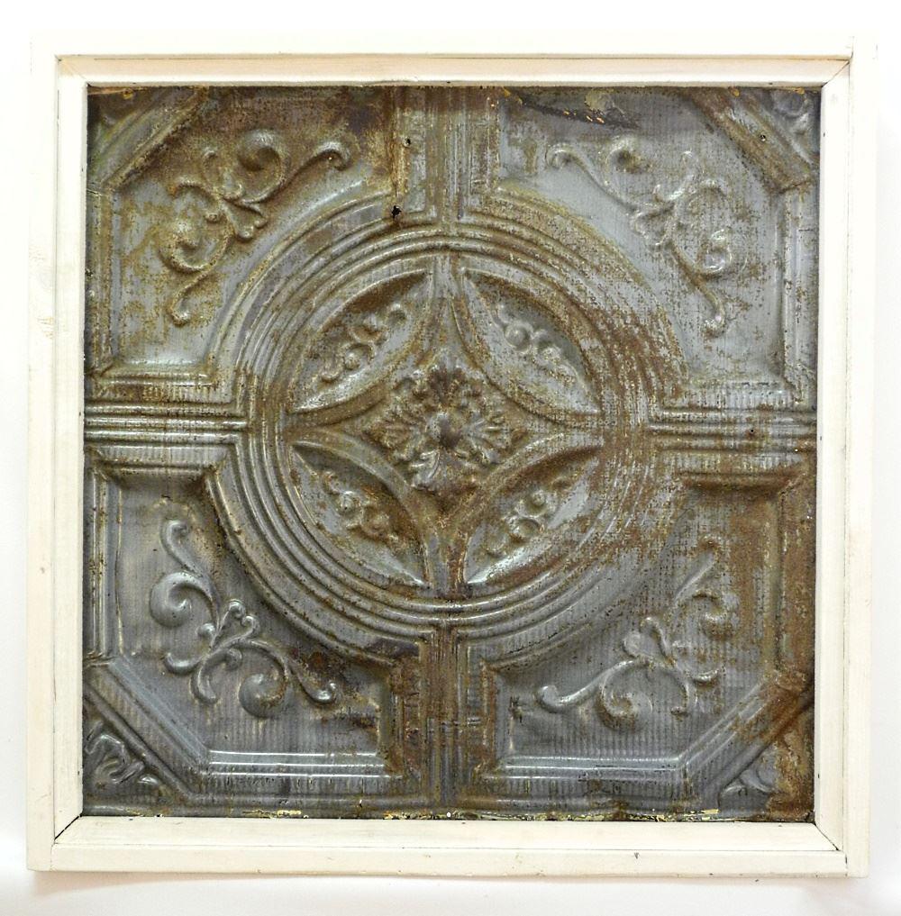 Tin Ceiling Tile, Framed, 22 5/8" x 22 5/8". (1 of 1)
