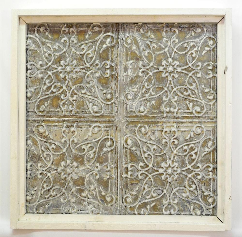 Tin Ceiling Tile, Framed, 22 5/8" x 22 5/8". (1 of 1)