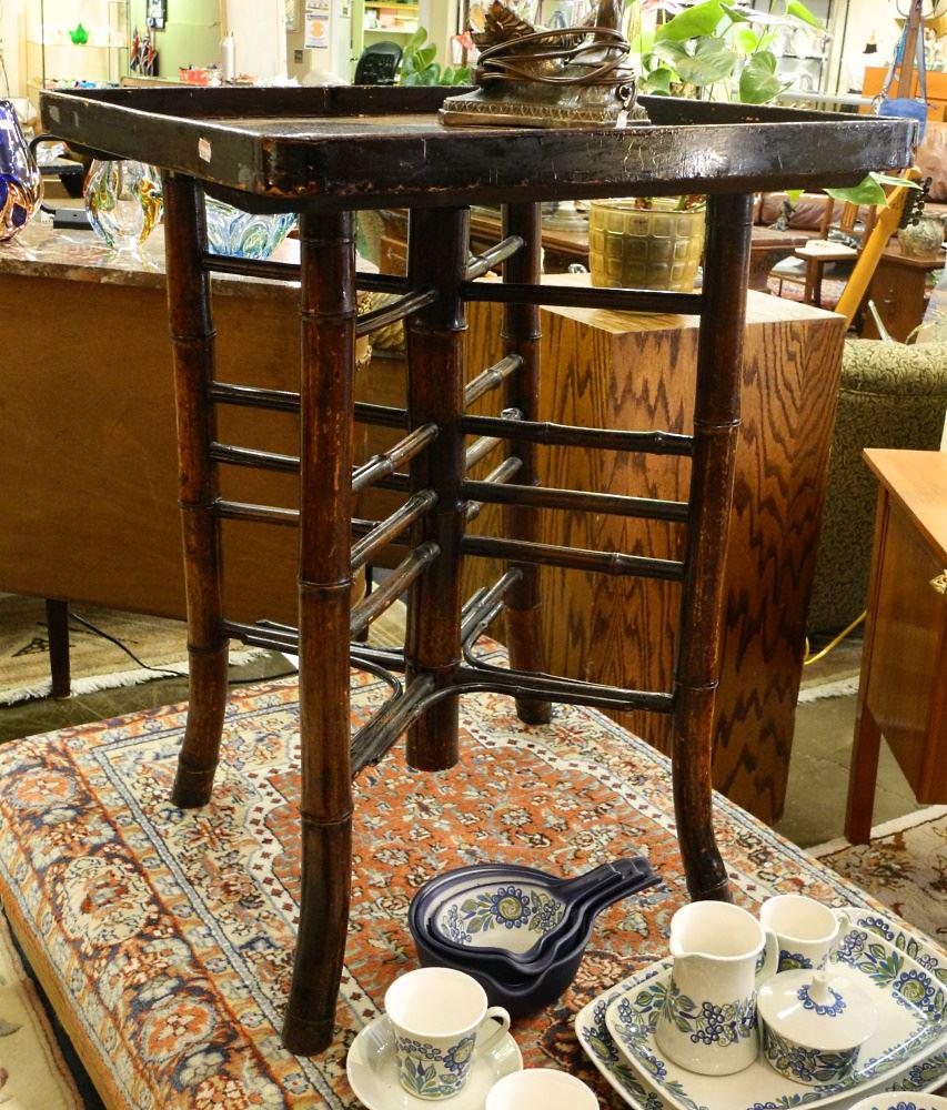 Carnegie & Co. Makers New Castle - Upon - Tyne Japanese Style Bamboo Table, 28 1/4" High.: Carnegie & Co. Makers New Castle - Upon - Tyne Japanese Style Bamboo Table, 28 1/4" High.