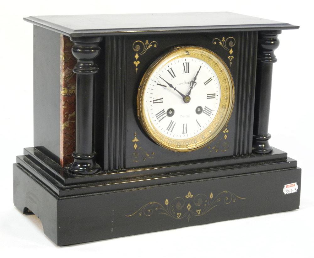 Slate Mantle Clock, 12" Wide.: Slate Mantle Clock, 12" Wide.