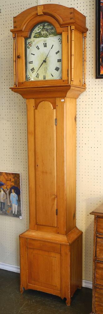 Canadiana Pine Grandfather Clock, 86" High.: Canadiana Pine Grandfather Clock, 86" High.