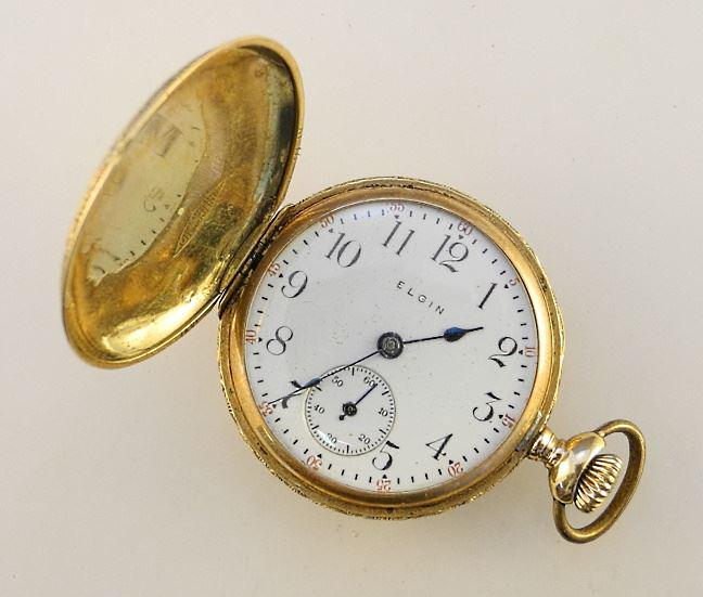 Lady's 14K Gold Elgin Hunter Pocket Watch with Secondary Dial. (1 of 4)