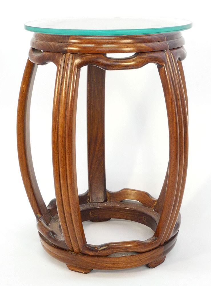 Chinese Rosewood Barrel Stool, 19" High.: Chinese Rosewood Barrel Stool, 19" High.