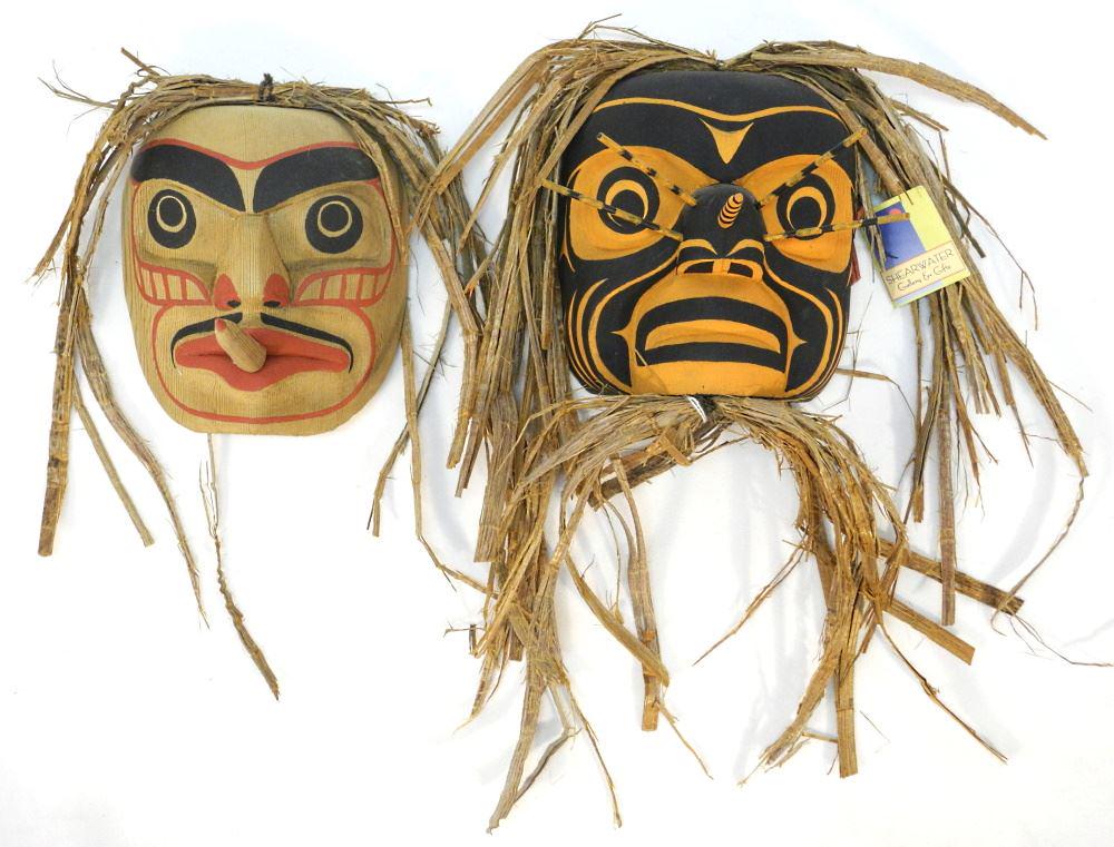 2 Northwest Coast Masks. "Bee & Mosquito" signed Gilbert Dawson. (1 of 2)