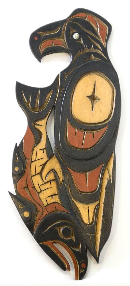"T-Bird & Salmon" Carving signed John Warren '05, 22" high. (1 of 2)