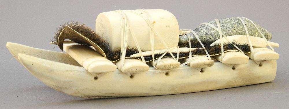 Inuit Carved Antler Dog Sled, unsigned, 7 7/8" Length. (1 of 4)
