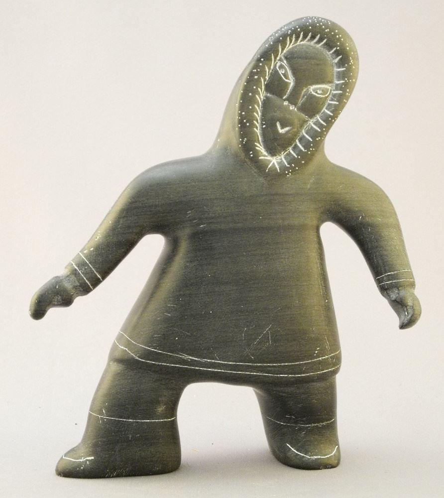 Inuit Stone Figure Signed with Syllabics & Carving #947 1937, 7" High. (1 of 3)