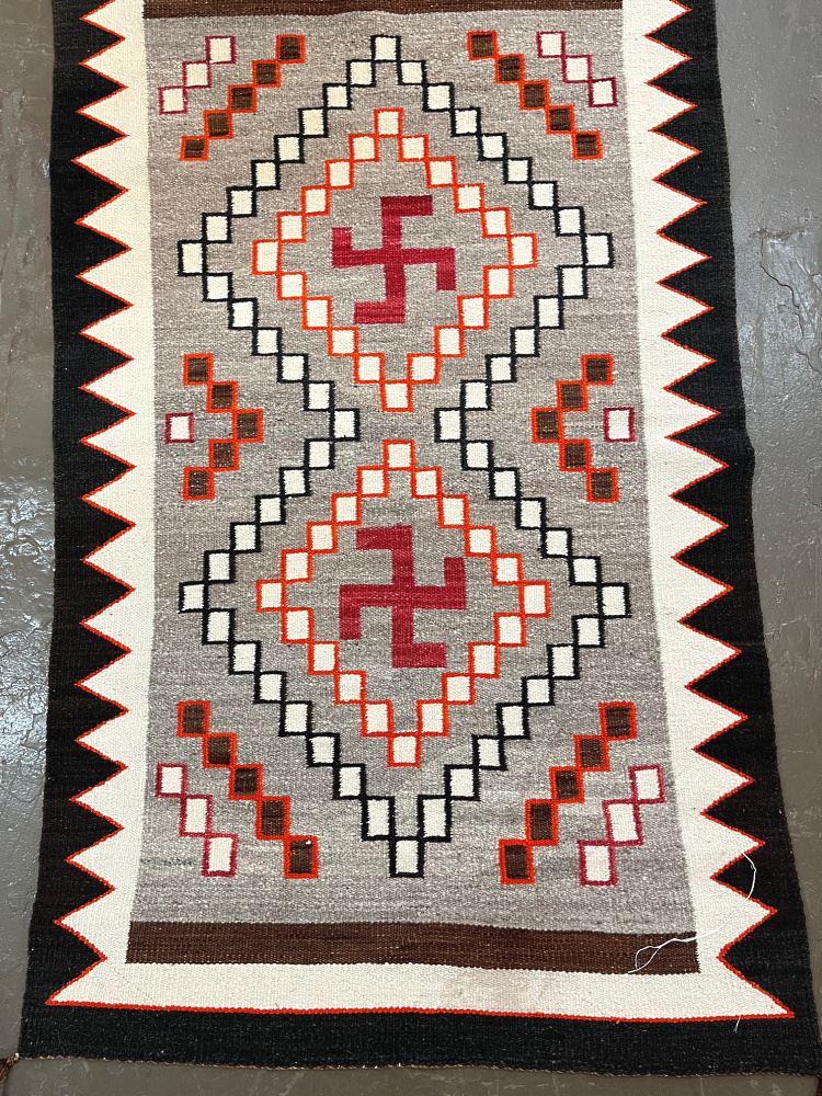 Navajo Rug with Whirling Log Motif, 58" x 35". (1 of 1)